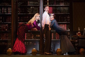 Denver Center National Touring Company. (L-R) Kristen Beth Williams as Sibella Hallward, Kevin Massey as Monty Navarro and Adrienne Eller as Phoebe D'Ysquith in a scene from A Gentleman's Guide to Love & Murder. Photo credit: Joan Marcus