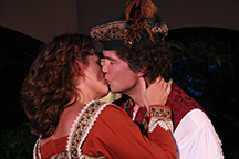 Sydney Parks Smith as Katharina and James Burns as Petruchio in OpenStage Theatre’s production of The Taming of the Shrew by William Shakespeare. Photography by Joe Hovorka Photography